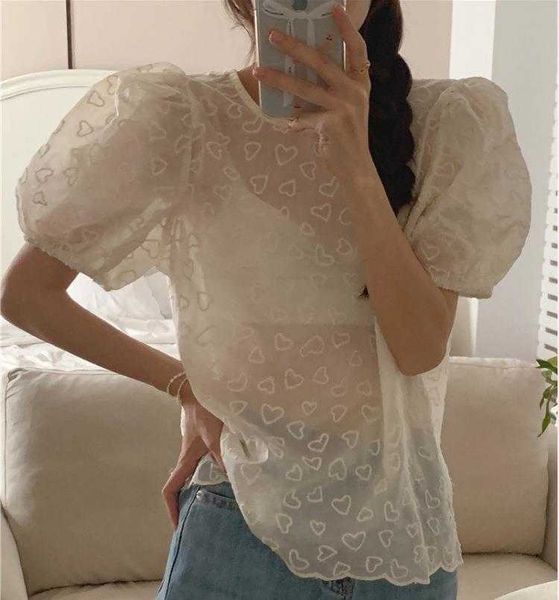 womens korean style embroidered blouses small love puff sleeve shirt summer back, White
womens korean style embroidered blouses small love puff sleeve shirt summer back, White