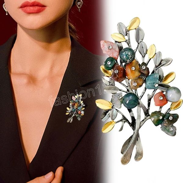 women retro natural stones tree brooches colorful floral leaf brooches pins clothes accessories daily party jewelry gifts, Gray
women retro natural stones tree brooches colorful floral leaf brooches pins clothes accessories daily party jewelry gifts, Gray