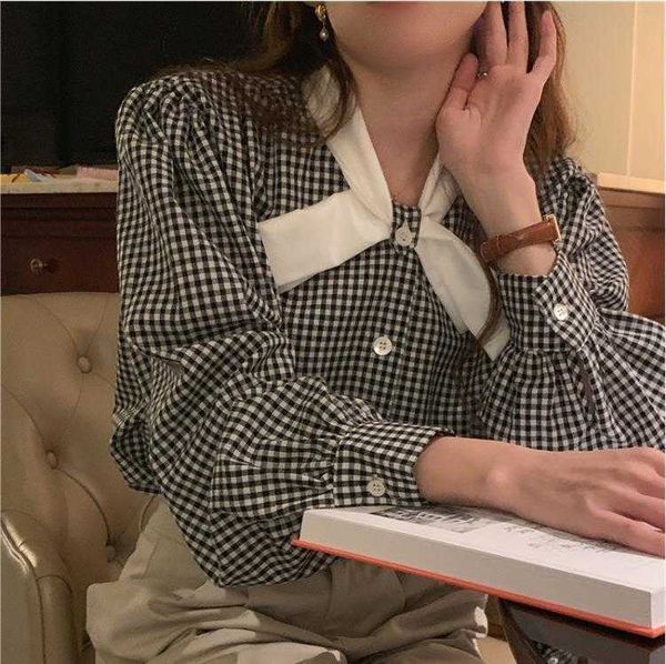 cute youth shirts looking small plaid bow contrast color long sleeves shirt early, White
cute youth shirts looking small plaid bow contrast color long sleeves shirt early, White
