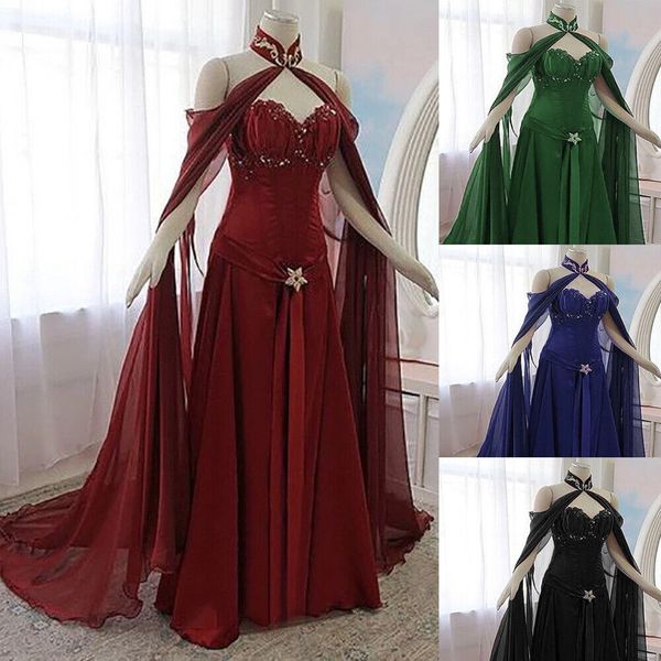 vintage medieval wedding dresses chiffon with wrap strapless gothic bridal gown, White
vintage medieval wedding dresses chiffon with wrap strapless gothic bridal gown, White