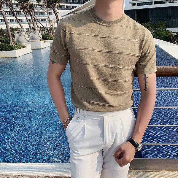 men's t-shirts short sleeve t shirts summer new korean clothes casual slim solid color striped t-shirt british luxury round neck top, White;black
men's t-shirts short sleeve t shirts summer new korean clothes casual slim solid color striped t-shirt british luxury round neck top, White;black