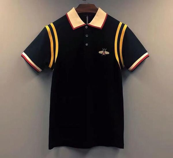 designer men's polos summer fashion slim white short sleeve men polo shirt bee embroidery tee mens clothes, White;black 
designer men's polos summer fashion slim white short sleeve men polo shirt bee embroidery tee mens clothes, White;black