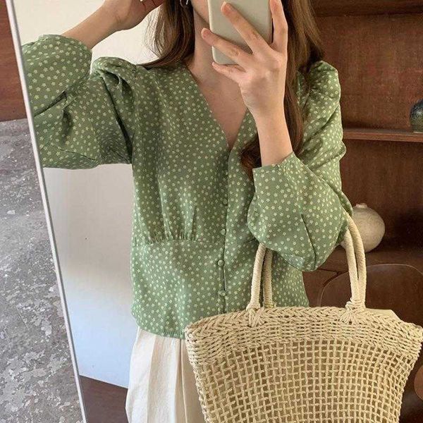 chic early autumn blouses french gentle temperament v neck small floral single, White
chic early autumn blouses french gentle temperament v neck small floral single, White