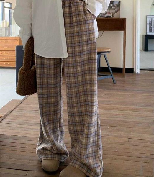 plaid thick wool wide leg pants womens autumn winter retro elastic waistband, Black;white
plaid thick wool wide leg pants womens autumn winter retro elastic waistband, Black;white