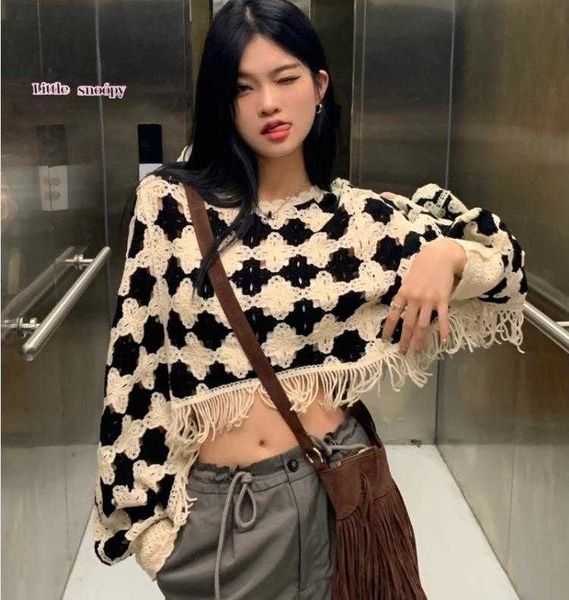 hollow out sweater loose short long sleeve blouse autumn vintage tassel round, White;black
hollow out sweater loose short long sleeve blouse autumn vintage tassel round, White;black