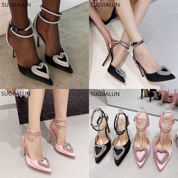 sandals suojial new brand thin high heels women pumps fashion love crystal buckle pointed toe slingbacks shoes ladies elegant 230316, Black
sandals suojial new brand thin high heels women pumps fashion love crystal buckle pointed toe slingbacks shoes ladies elegant 230316, Black
