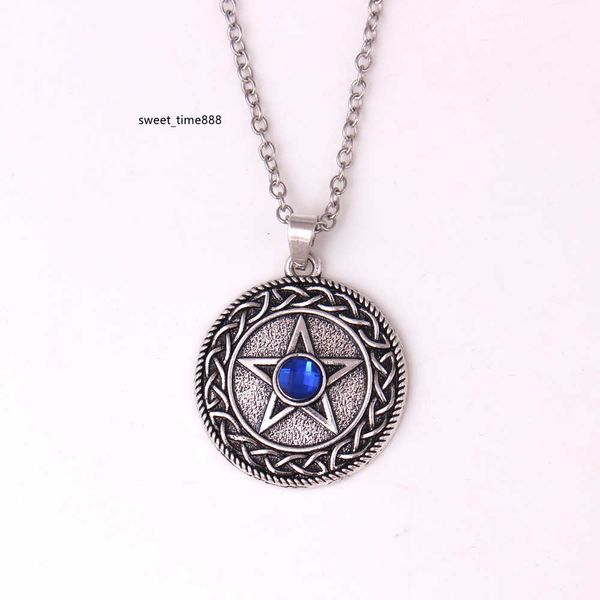 hy154 high popularity link chain jewelry five-pointed star round talisman religious pendant necklace with gemstone, Silver
hy154 high popularity link chain jewelry five-pointed star round talisman religious pendant necklace with gemstone, Silver