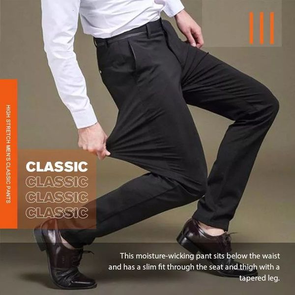 mens pants high stretch classic spring summer casual waist trousers business drop 230414, Black
mens pants high stretch classic spring summer casual waist trousers business drop 230414, Black