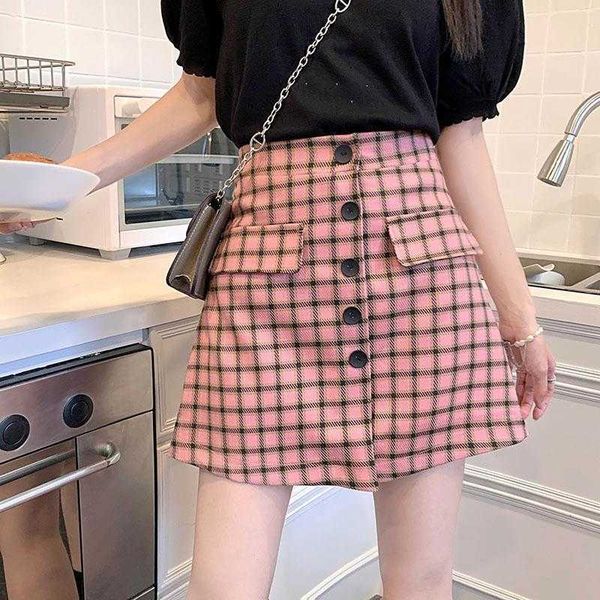 summer design plaid skirt womens cute youth looking high waist slimming single, Black
summer design plaid skirt womens cute youth looking high waist slimming single, Black