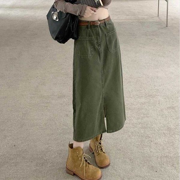 cargo pocket denim skirt womens spring retro high waist slimming mid length slit a, Black
cargo pocket denim skirt womens spring retro high waist slimming mid length slit a, Black