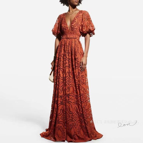 fanncy dress v neck lantern sleeve lace hollow out gathered waist long dress, Black;gray
fanncy dress v neck lantern sleeve lace hollow out gathered waist long dress, Black;gray