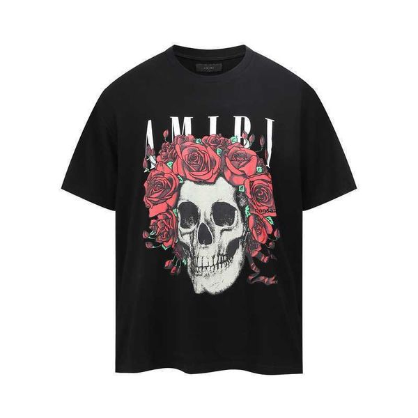 high 2023 amirs men's t-shirt flower skull mercerized cotton short sleeve american black fashion brand street summer loose drape thin s, White;black
high 2023 amirs men's t-shirt flower skull mercerized cotton short sleeve american black fashion brand street summer loose drape thin s, White;black
