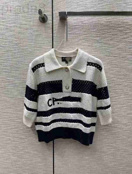women's knits & tees designer 23 spring/summer new style small fragrance high set simple fashion slim fit contrast hollow striped polo, White
women's knits & tees designer 23 spring/summer new style small fragrance high set simple fashion slim fit contrast hollow striped polo, White
