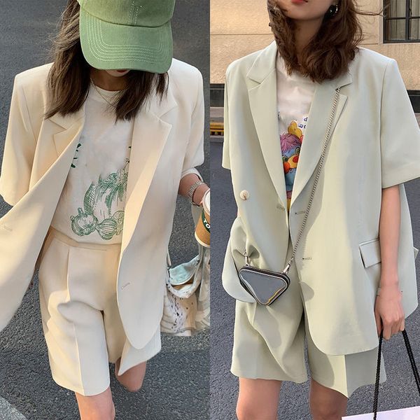 women's tracksuits korean loose 2 piece women short set with blazer summer thin short sleeved blazers shorts casual office ladies suits, Gray
women's tracksuits korean loose 2 piece women short set with blazer summer thin short sleeved blazers shorts casual office ladies suits, Gray