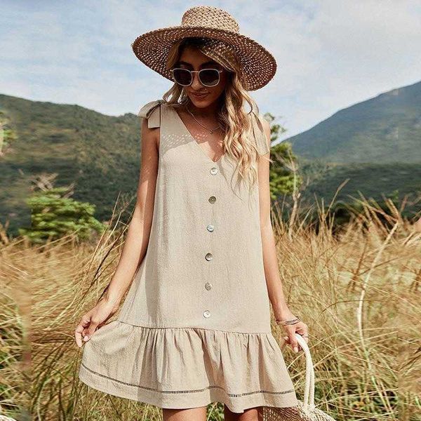 womens spring and summer single dress row button vest strap bow backless v neck, Black;gray
womens spring and summer single dress row button vest strap bow backless v neck, Black;gray