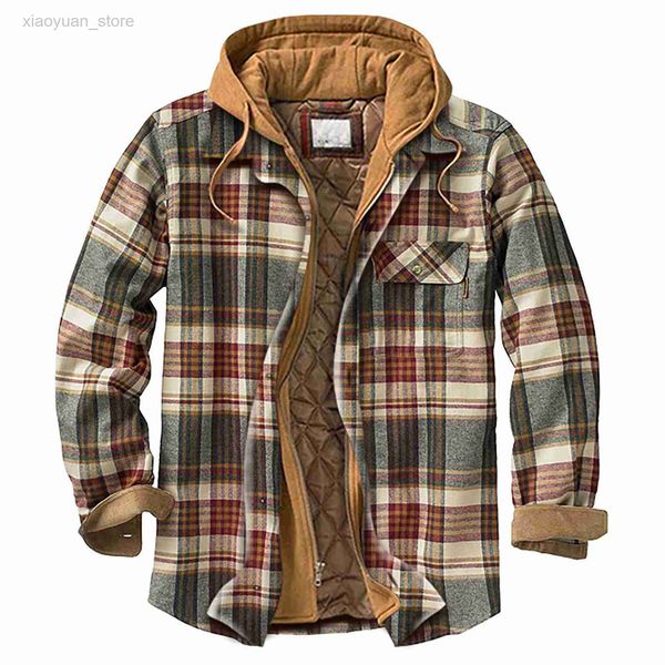 men's quilted lined button down plaid shirt add velvet to keep warm jackets with hood chamarras para hombre jackets for men, Black;brown
men's quilted lined button down plaid shirt add velvet to keep warm jackets with hood chamarras para hombre jackets for men, Black;brown