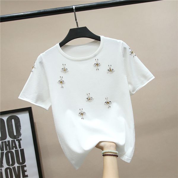 women's t-shirt fashion beading diamonds bee t shirt o-neck short sleeve loose baggy summer clothes for women clothing woman tshirts 2, White
women's t-shirt fashion beading diamonds bee t shirt o-neck short sleeve loose baggy summer clothes for women clothing woman tshirts 2, White