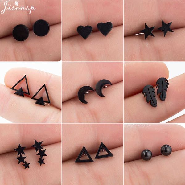 stud fashion stainless steel geometric earrings black small star moon round triangle ear studs for women men hip hop ear jewelry 2022 p23041, Golden;silver
stud fashion stainless steel geometric earrings black small star moon round triangle ear studs for women men hip hop ear jewelry 2022 p23041, Golden;silver
