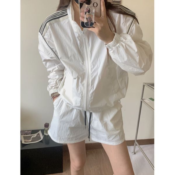 women s two piece pants korean style casual sports set for spring summer shorts loose fitting jacket 230414, White
women s two piece pants korean style casual sports set for spring summer shorts loose fitting jacket 230414, White