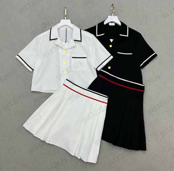 fashion two piece dress striped embellished pocket lapel short-sleeved shirt elastic ribbon design high waist pleated skirt two pieces set w, White
fashion two piece dress striped embellished pocket lapel short-sleeved shirt elastic ribbon design high waist pleated skirt two pieces set w, White