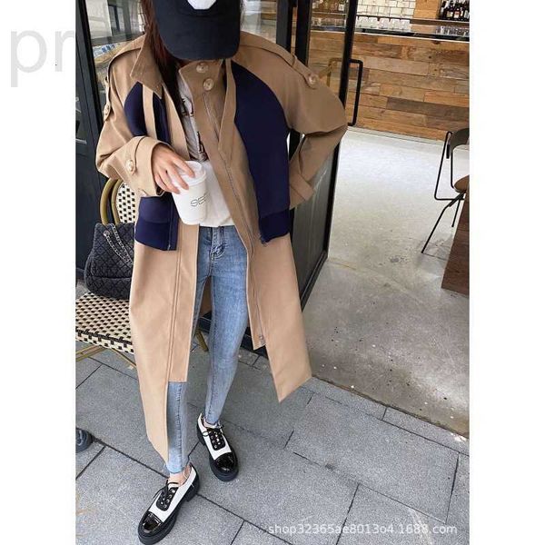 women's cape designer 23 autumn winter new brown stitching contrast blue zipper double breasted medium long windbreaker coat casual 1lb, Black
women's cape designer 23 autumn winter new brown stitching contrast blue zipper double breasted medium long windbreaker coat casual 1lb, Black