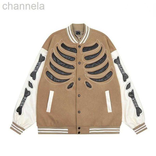 men's jackets designer baseball jacket bones embroidery splicing retro varsity coat versatile casual oversize couple coat, Black;brown
men's jackets designer baseball jacket bones embroidery splicing retro varsity coat versatile casual oversize couple coat, Black;brown