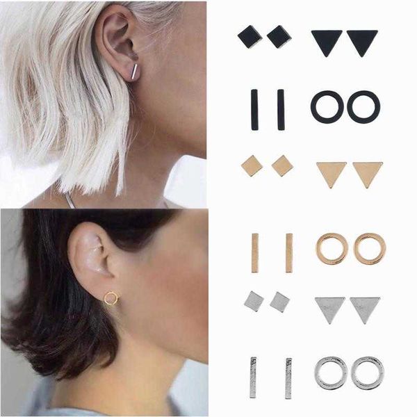 stud 4 pair/set geometric ear studs set women small gold black silver color earrings circle ring bar square triangle earrings jewelry p23041, Golden;silver
stud 4 pair/set geometric ear studs set women small gold black silver color earrings circle ring bar square triangle earrings jewelry p23041, Golden;silver