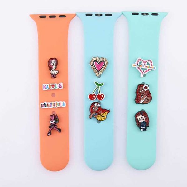 karol g bad bunny the addams family metal custom soft enamel watch band charms wholesale smart watch accessories, White;pink
karol g bad bunny the addams family metal custom soft enamel watch band charms wholesale smart watch accessories, White;pink