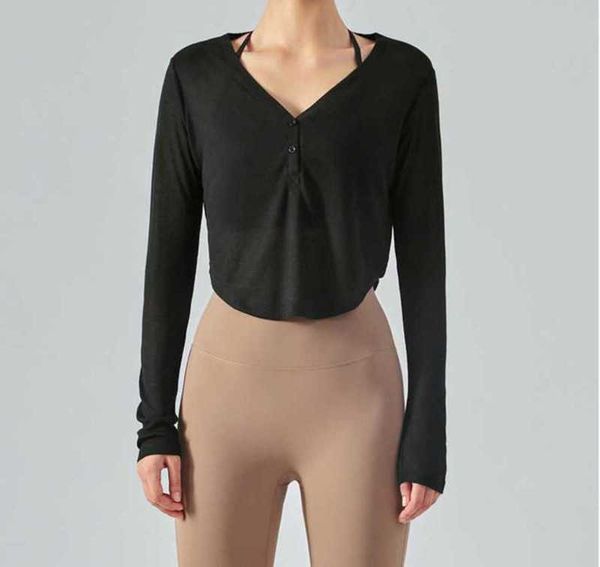 designer original standard v-neck button yoga blouse women's outdoor t-shirt women's light loose sports running fitness suit lulul
designer original standard v-neck button yoga blouse women's outdoor t-shirt women's light loose sports running fitness suit lulul