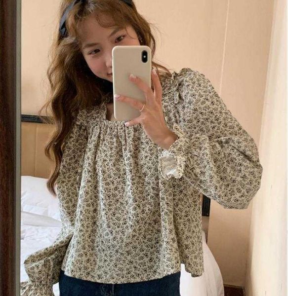 sweet cute square collar wooden blouses ear floral long sleeve shirt early spring, White
sweet cute square collar wooden blouses ear floral long sleeve shirt early spring, White