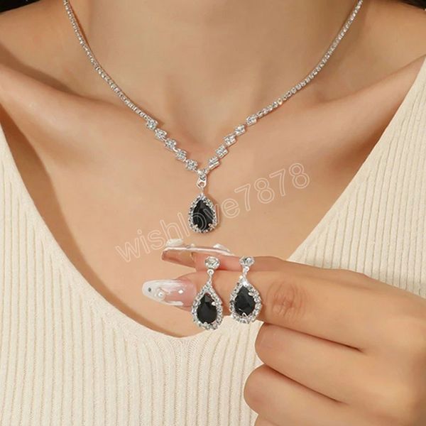fashion water droplets crystal women's necklace earrings jewelry sets anniversary bridal wedding engagement birthday gifts, Silver
fashion water droplets crystal women's necklace earrings jewelry sets anniversary bridal wedding engagement birthday gifts, Silver