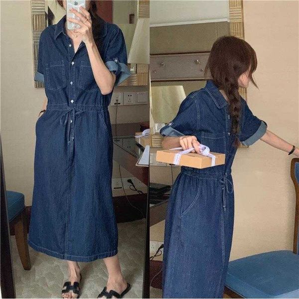 korean drawstring lace up waist casual dresses denim long skirts all match single, Black;gray
korean drawstring lace up waist casual dresses denim long skirts all match single, Black;gray