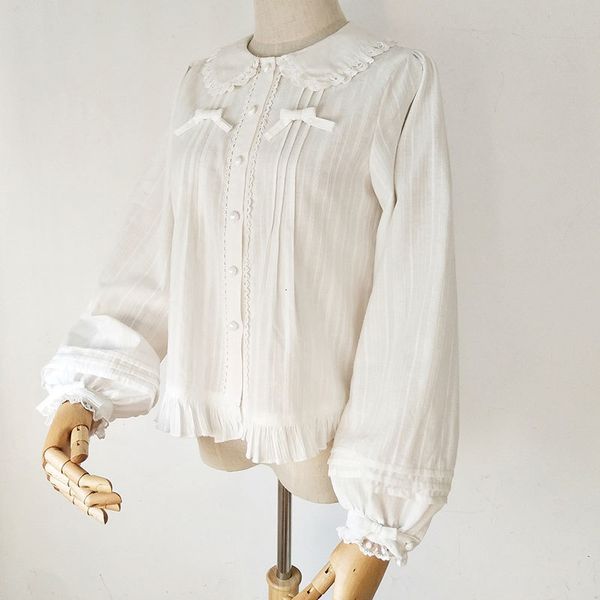 women's blouses shirts sweet lolita shirt peter pan collar long sleeve fleeced blouse for women 230414, White
women's blouses shirts sweet lolita shirt peter pan collar long sleeve fleeced blouse for women 230414, White