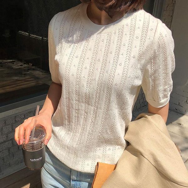 women's t-shirt 100% cotton women hollow-out sweater t-shirt summer fashion short-sleeve o-neck pullover tees korea casual knitted 230, White
women's t-shirt 100% cotton women hollow-out sweater t-shirt summer fashion short-sleeve o-neck pullover tees korea casual knitted 230, White