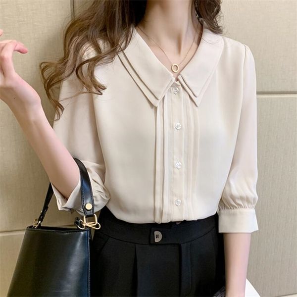 women's blouses shirts summer korean half sleeve peter pan collar button chiffon women blouse shirts female school uniform girls shirt, White
women's blouses shirts summer korean half sleeve peter pan collar button chiffon women blouse shirts female school uniform girls shirt, White
