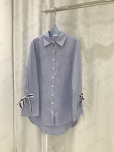 womens blouses fashion brand striped print bow lace-up embellished long sleeve shirts breast pocket button cardigan curved hem design mid-le, White
womens blouses fashion brand striped print bow lace-up embellished long sleeve shirts breast pocket button cardigan curved hem design mid-le, White