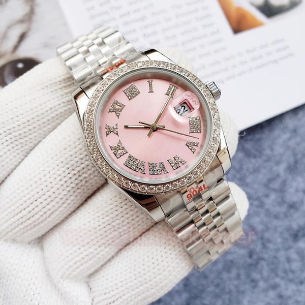 men's fully automatic mechanical watch 36.90mm diamond inlaid pink stainless steel 904l luminous waterproof women's watch, Slivery;brown
men's fully automatic mechanical watch 36.90mm diamond inlaid pink stainless steel 904l luminous waterproof women's watch, Slivery;brown