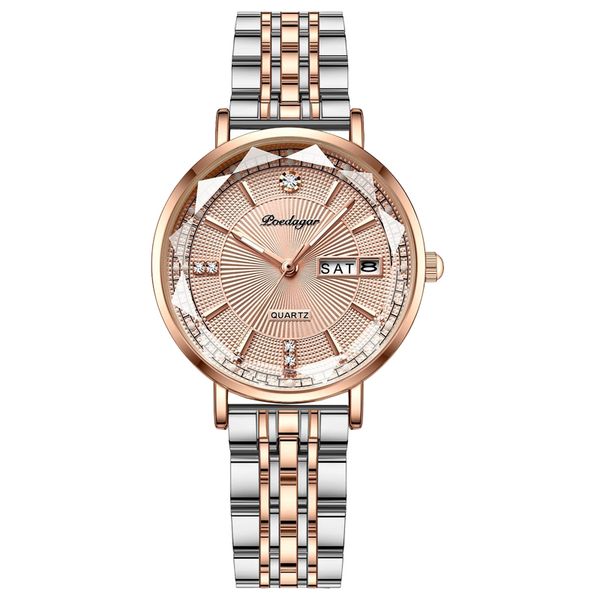 luxury women's watch 32mm waterproof luminous women's watch dual calendar week quartz watch, Slivery;brown
luxury women's watch 32mm waterproof luminous women's watch dual calendar week quartz watch, Slivery;brown