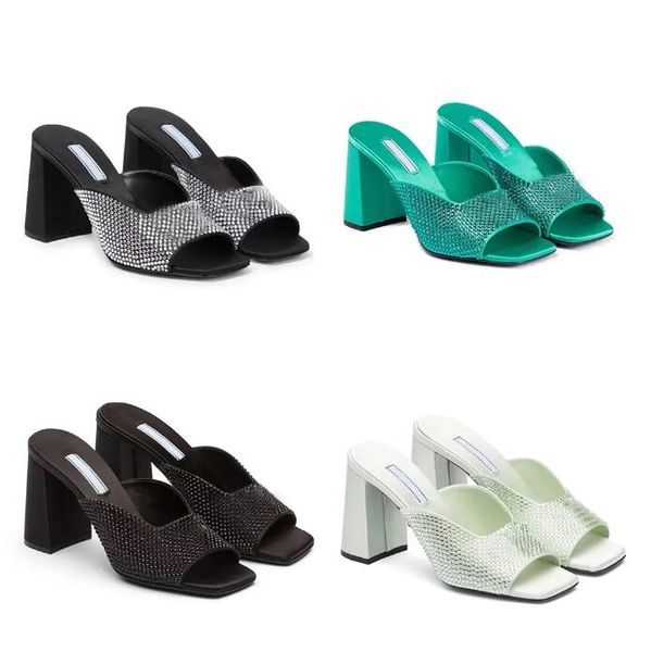 crystal slippers fashion high chunky heel muller slides rhinestone summer sandals shoes women pumps, Black
crystal slippers fashion high chunky heel muller slides rhinestone summer sandals shoes women pumps, Black