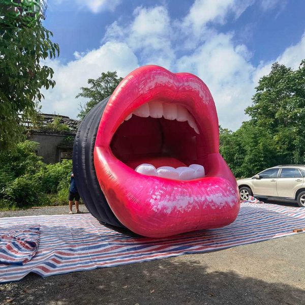 Image of Amazing Giant Open Inflatable Mouth Model Red Sexy Lips Balloon Club Pub Party Event DecorationMusic Stage Decor Ideas
