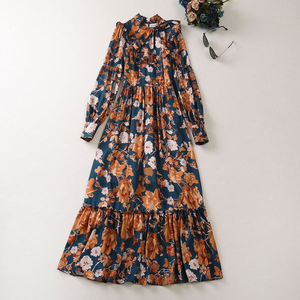 fanncy dress floral printed standing collar with bow tie puff sleeve large swing dress, Black;gray
fanncy dress floral printed standing collar with bow tie puff sleeve large swing dress, Black;gray