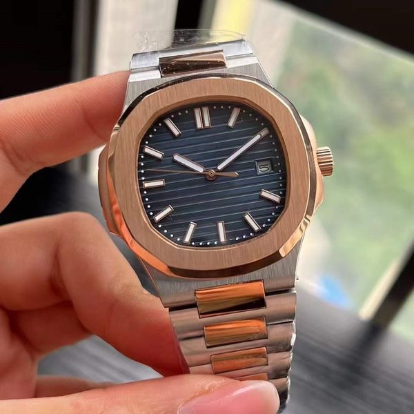 

u1 factory movement engraved mens watch pp automatic mechanical stainless steel transparent back blue dial men watches sports wristwatches, Slivery;brown