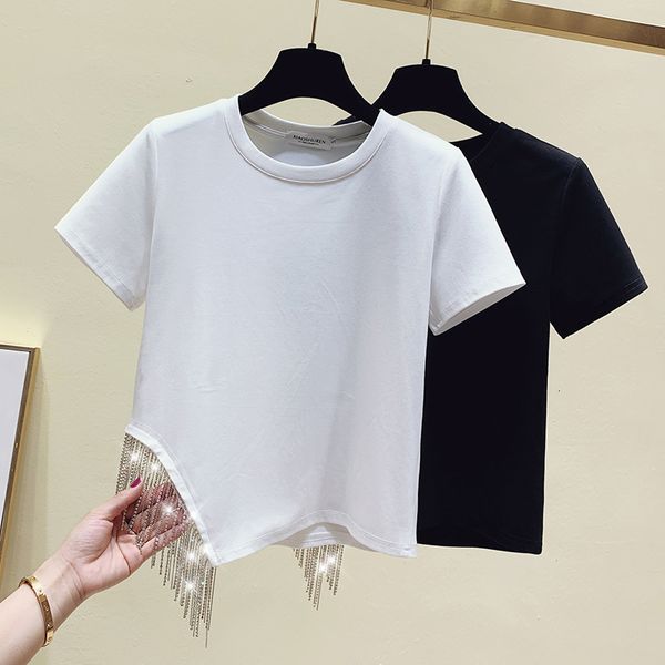 women's t-shirt crop cotton tees tassel t shirt women clothes white short sleeve t-shirt beading summer short black y2k good quality
women's t-shirt crop cotton tees tassel t shirt women clothes white short sleeve t-shirt beading summer short black y2k good quality