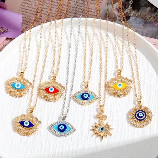 s3567 geometric flower enamel evil eye pendant necklace for women blue eyes choker necklaces, Silver
s3567 geometric flower enamel evil eye pendant necklace for women blue eyes choker necklaces, Silver