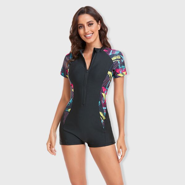 women's swimwear short sleeve swimsuit women rash guards surf bodysuit floral zipper swimwear girl monokini bath swimming wear 230414, White;black
women's swimwear short sleeve swimsuit women rash guards surf bodysuit floral zipper swimwear girl monokini bath swimming wear 230414, White;black