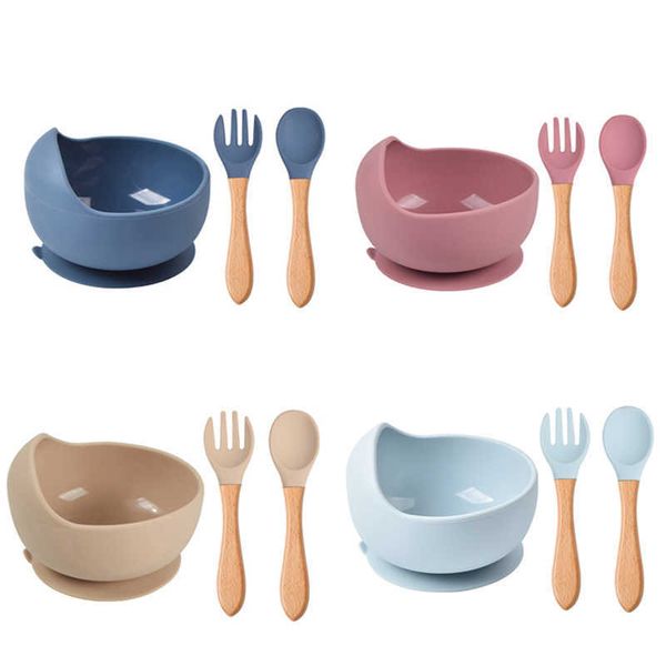 cups dishes utensils 3/4 pcs baby silicone feeding bowl wooden handle silicone spoon fork bibs sets children's tableware suction bowl d
cups dishes utensils 3/4 pcs baby silicone feeding bowl wooden handle silicone spoon fork bibs sets children's tableware suction bowl d