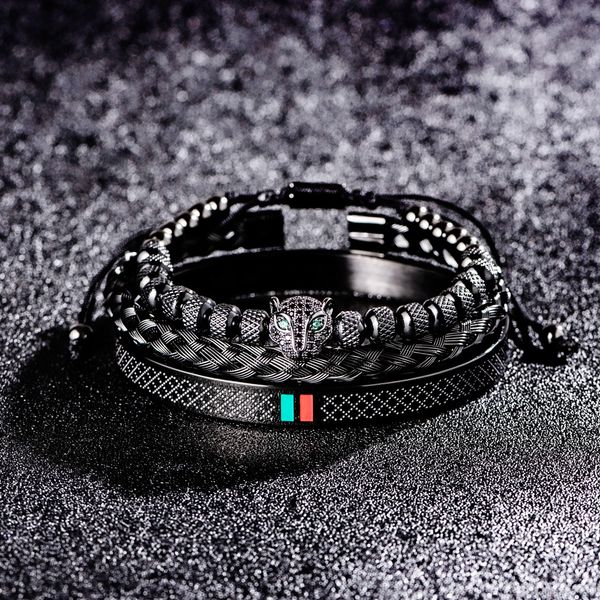 luxury handmade braiding bracelet men pave cz leopard head enamel green red bracelet stainless steel jewelry, Golden;silver
luxury handmade braiding bracelet men pave cz leopard head enamel green red bracelet stainless steel jewelry, Golden;silver
