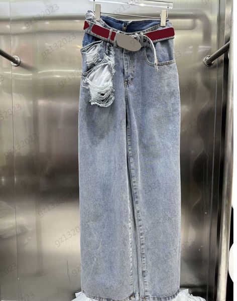 brand jeans women letters embroidery custom safety buckle belt high waist denim trousers hole design loose version modified leg fashion pant, Blue
brand jeans women letters embroidery custom safety buckle belt high waist denim trousers hole design loose version modified leg fashion pant, Blue