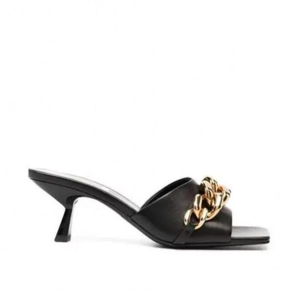 candy color sandals outdoor women summer gladiators shoes fashion kitten heel gold chains slippers lady slides, Black 
candy color sandals outdoor women summer gladiators shoes fashion kitten heel gold chains slippers lady slides, Black