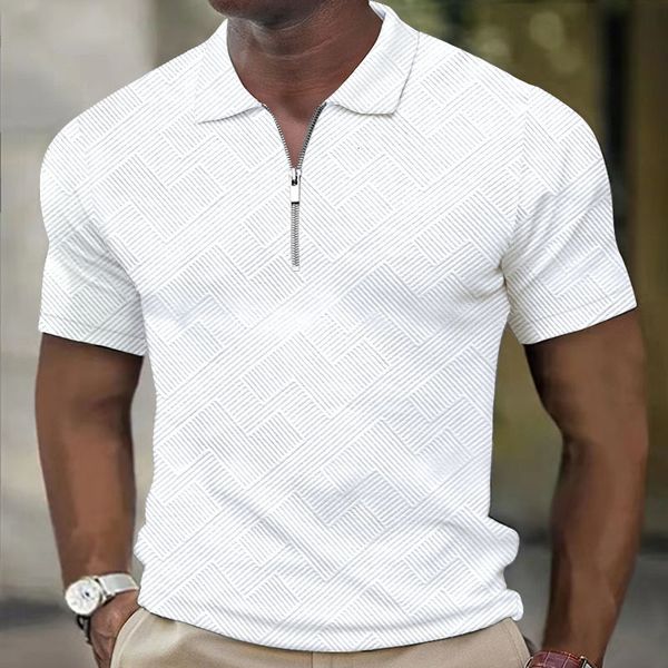 men's polos summer men's clothing stereoscopic stripe polo men casual short sleeve polo shirts solid turn-down collar shirt 230414, White;black
men's polos summer men's clothing stereoscopic stripe polo men casual short sleeve polo shirts solid turn-down collar shirt 230414, White;black